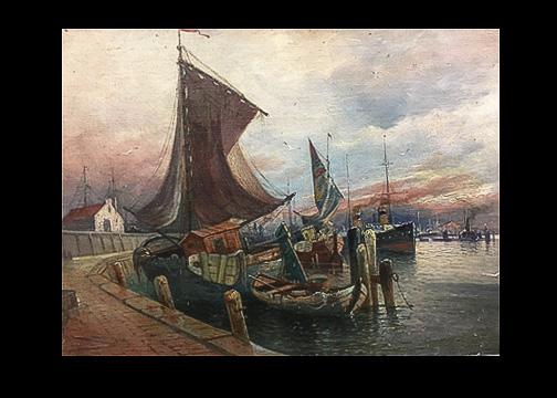 oil painting Harbor Scene